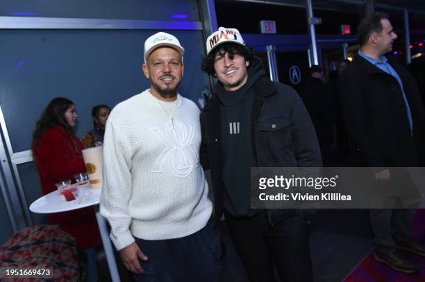 Residente and Danny Ramirez attend the In The Summers film celebration co-hosted by the Latinx House and Acura at the Acura House Of Energy on...