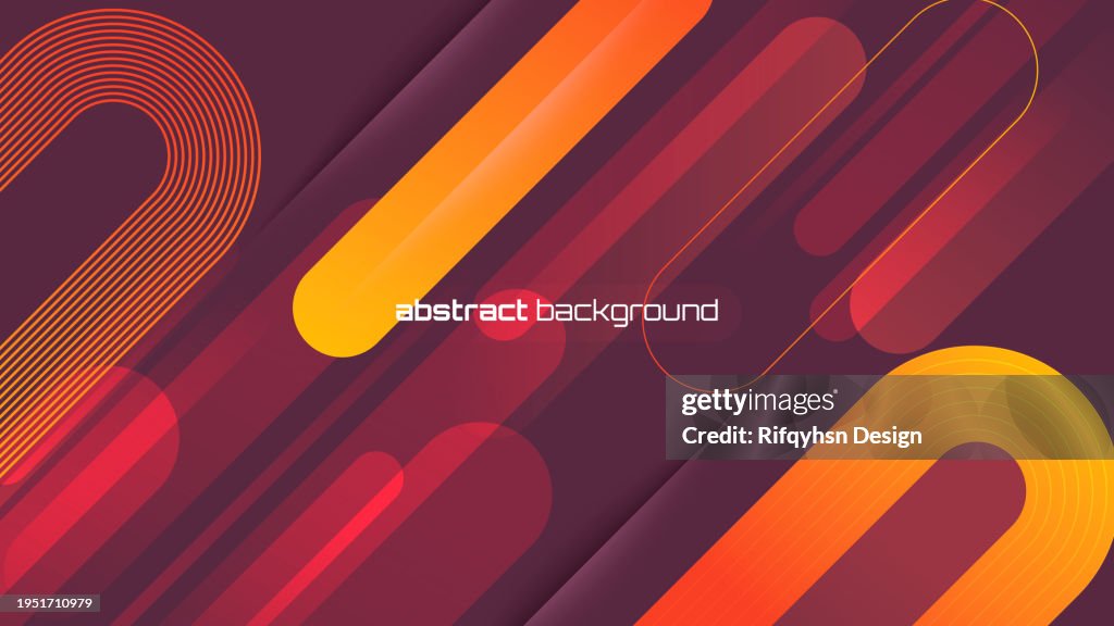 Abstract orange and purple geometric round shape background. Modern futuristic background