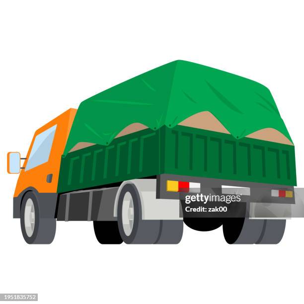 delivery truck in vector. - dump truck cartoon stock illustrations