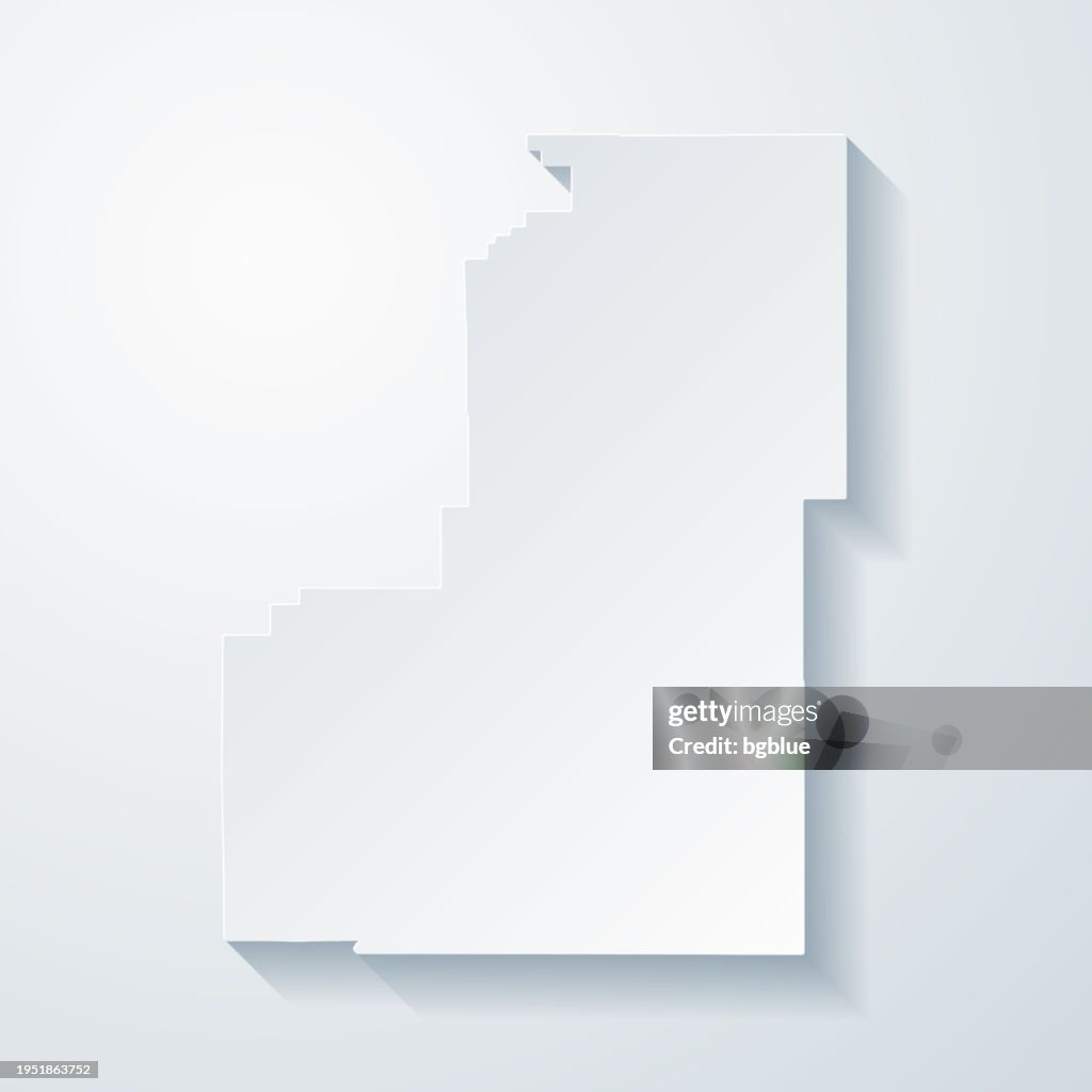 Sanpete County, Utah. Map with paper cut effect on blank background