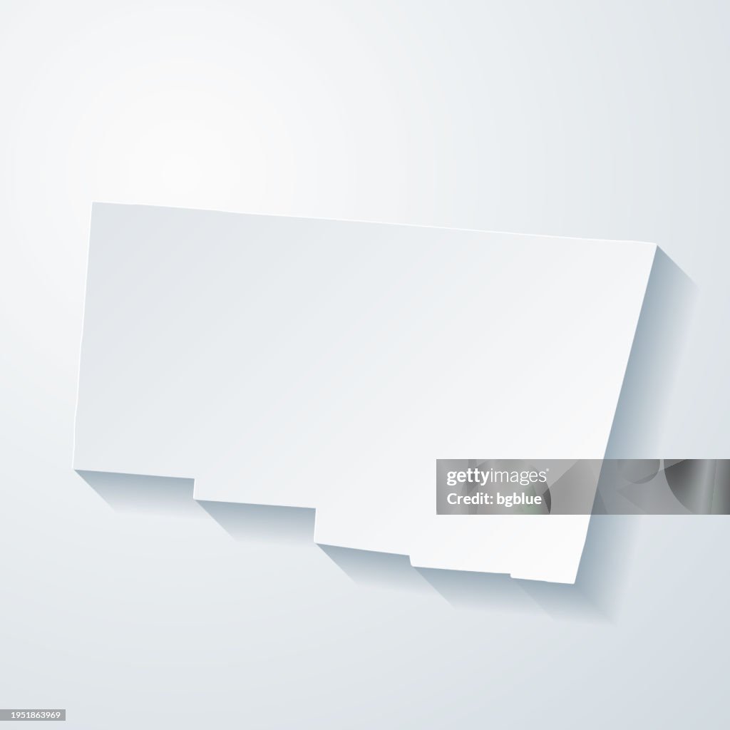 Clark County, Ohio. Map with paper cut effect on blank background