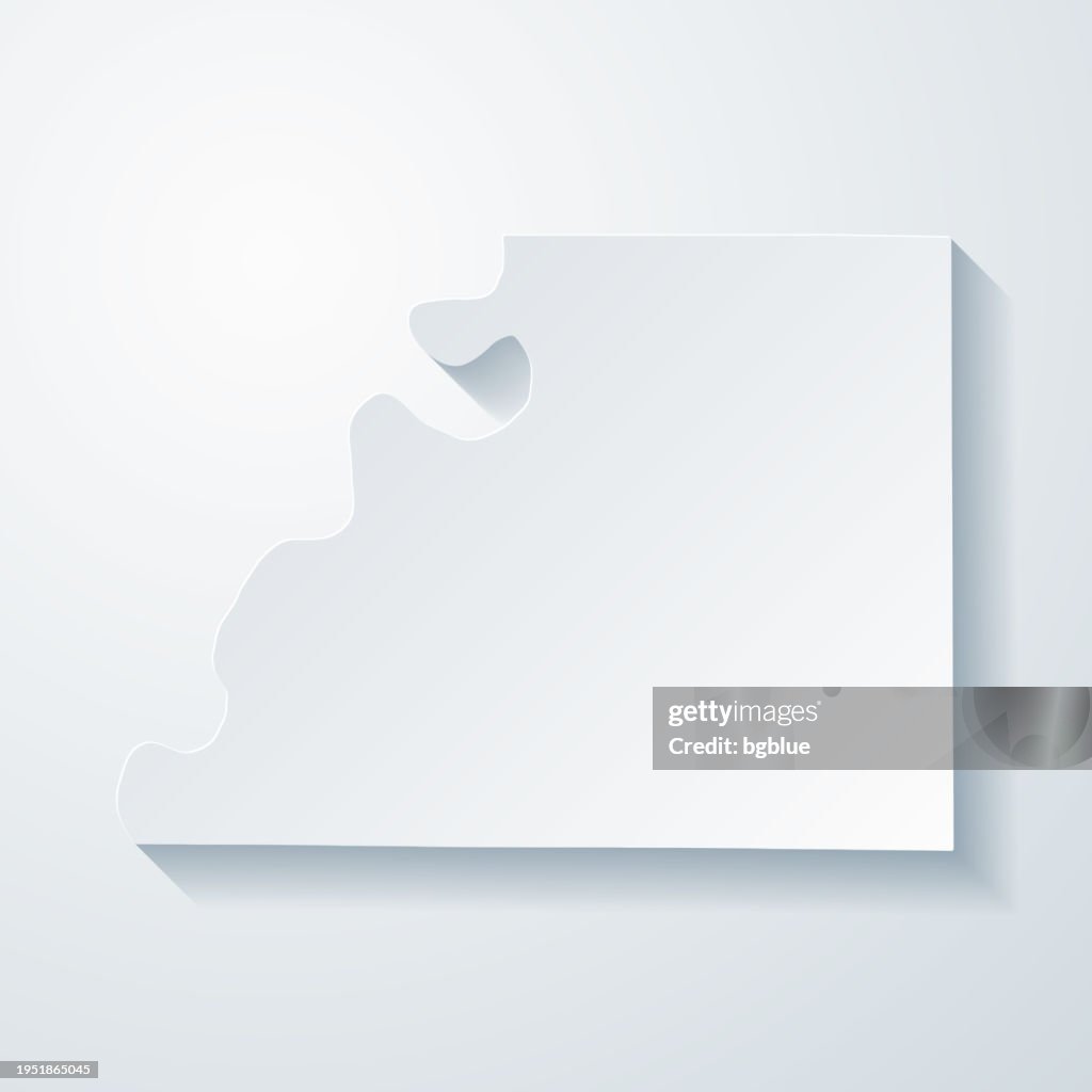 Buchanan County, Missouri. Map with paper cut effect on blank background