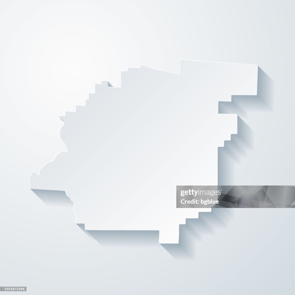 Calhoun County, Alabama. Map with paper cut effect on blank background
