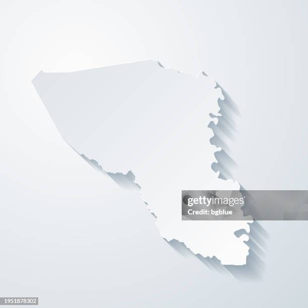 austin county, texas. map with paper cut effect on blank background - austin map stock illustrations
