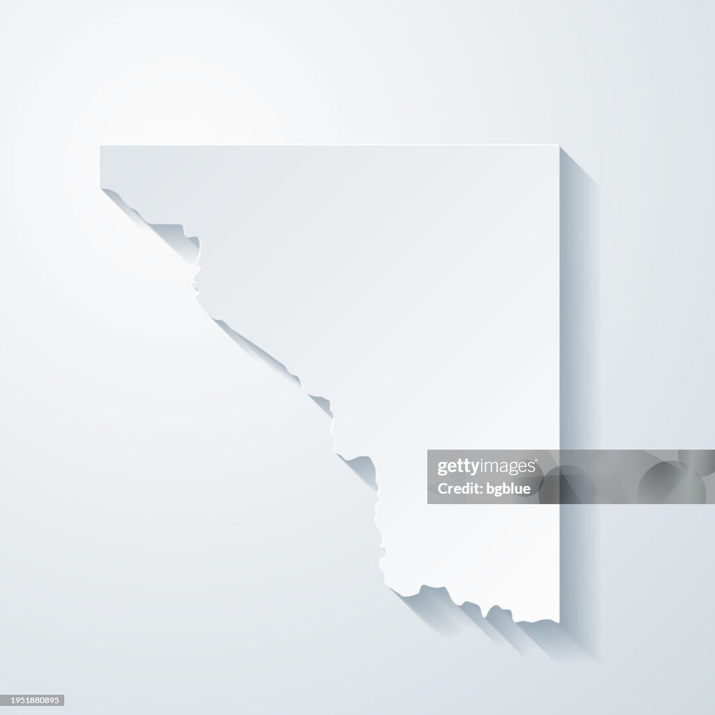 Cleveland County, Oklahoma. Map with paper cut effect on blank background