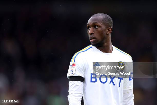 Glen Kamara of Leeds United looks on during the Sky Bet Championship match between Leeds United and Preston North End at Elland Road on January 21,...