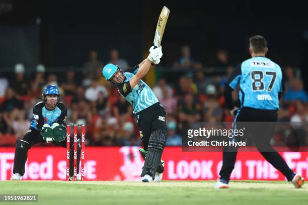 Nathan McSweeney of the Heat bats during the BBL The Challenger Final match between Brisbane Heat and Adelaide Strikers at Heritage Bank Stadium, on...