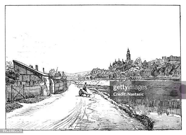 dordogne valley from castelnaud village - dordogne stock illustrations