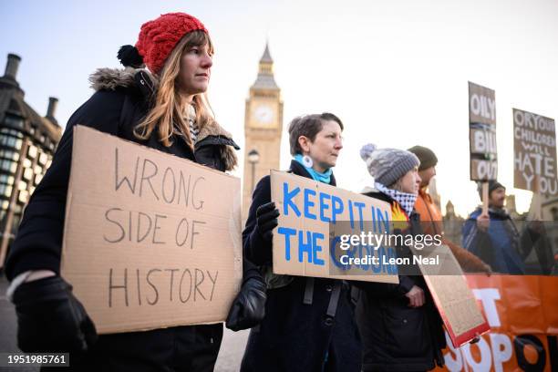 Just Stop Oil campaigners gather to protest against the Offshore Licensing Bill in Parliament Square on January 22, 2024 in London, England....