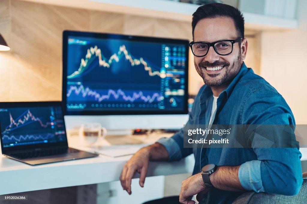 Portrait of a smiling trader