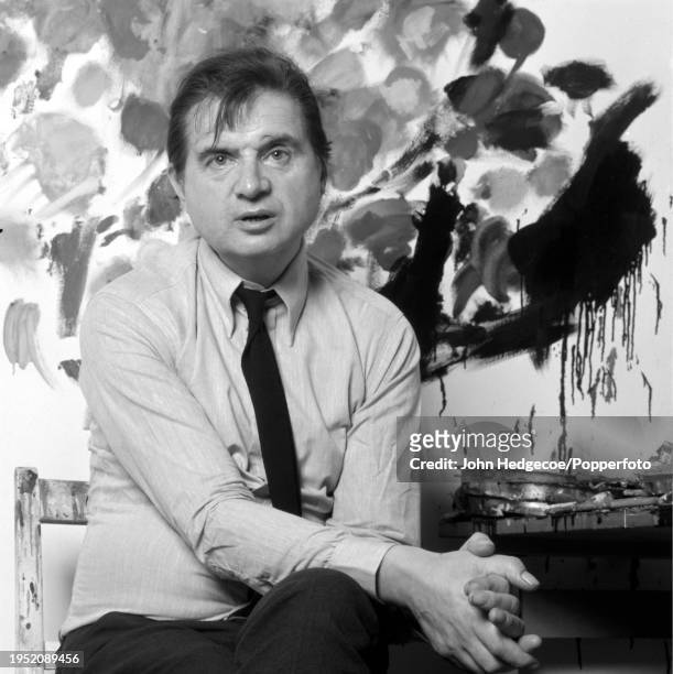 Irish born British artist and painter Francis Bacon posed in his temporary studio space at the Royal College of Art in London in 1969.