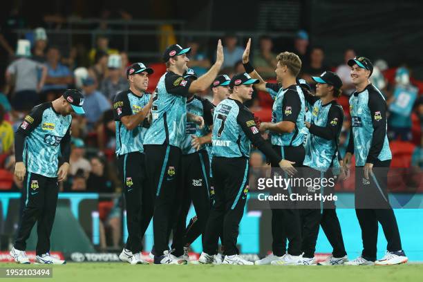 Paul Walter of the Heat celebrates a catch during the BBL The Challenger Final match between Brisbane Heat and Adelaide Strikers at Heritage Bank...