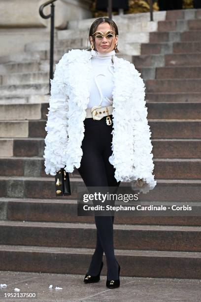 Jennifer Lopez attends the Schiaparelli Haute Couture Spring/Summer 2024 show as part of Paris Fashion Week on January 22, 2024 in Paris, France.