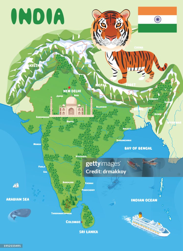 India map and Tiger