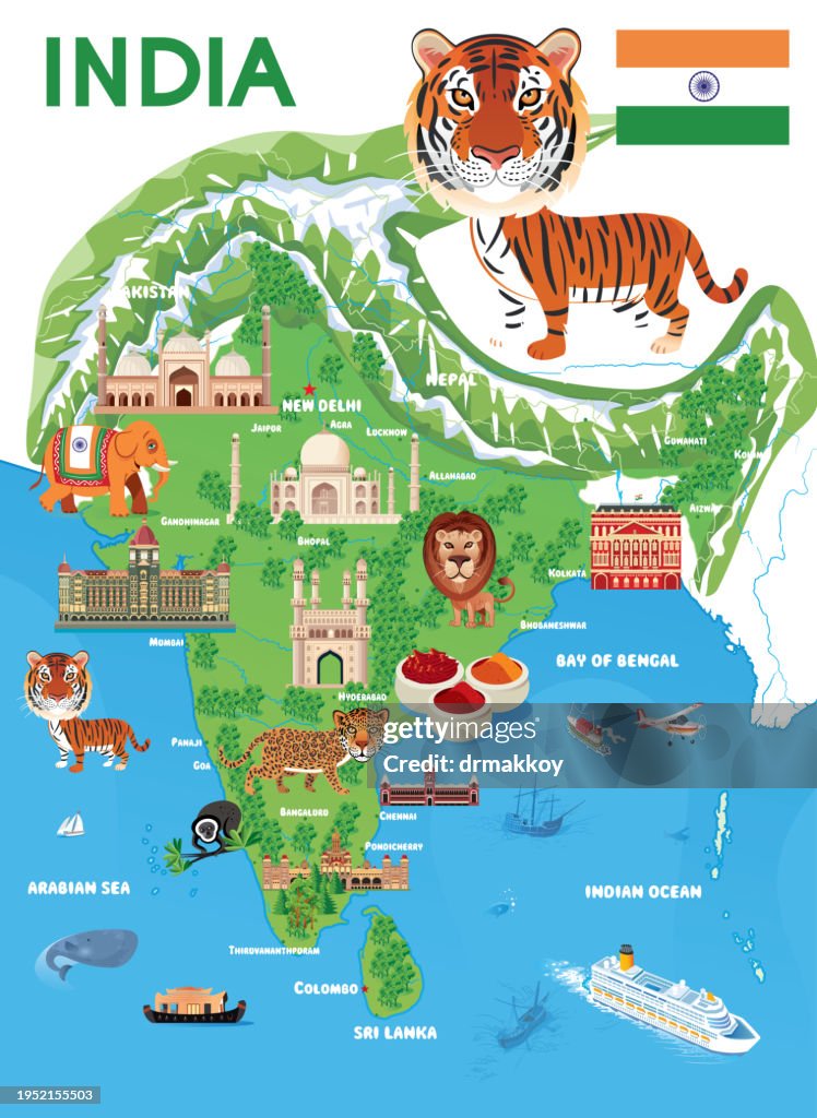 Cartoon map of India