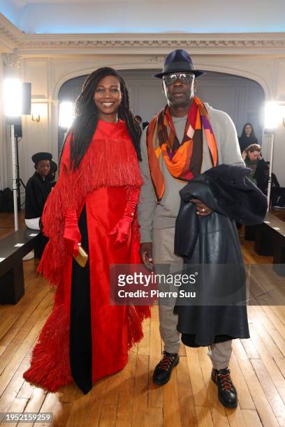 Kareen Guiock-Thuram and Lilian Thuram attend the Imane Ayissi Haute Couture Spring/Summer 2024 show as part of Paris Fashion Week on January 22,...