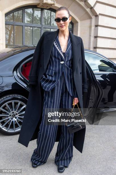 Karlie Kloss attends the Schiaparelli Haute Couture Spring/Summer 2024 show as part of Paris Fashion Week on January 22, 2024 in Paris, France.