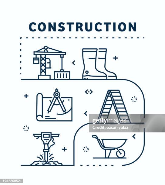 construction related vector banner design concept. global multi-sphere ready-to-use template. web banner, website header, magazine, mobile application etc. modern design. - carpenter home stock illustrations