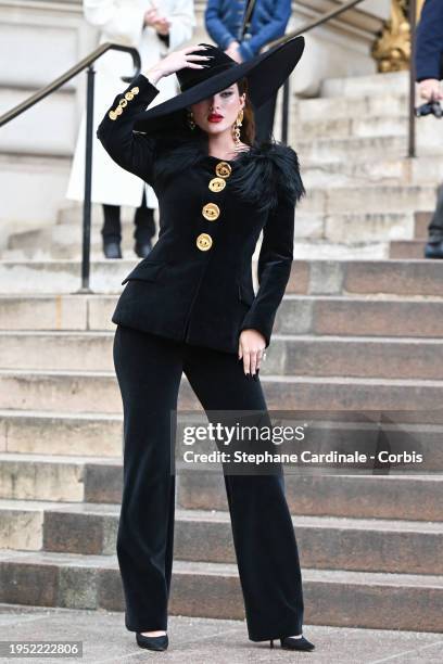 Bella Thorne attends the Schiaparelli Haute Couture Spring/Summer 2024 show as part of Paris Fashion Week on January 22, 2024 in Paris, France.
