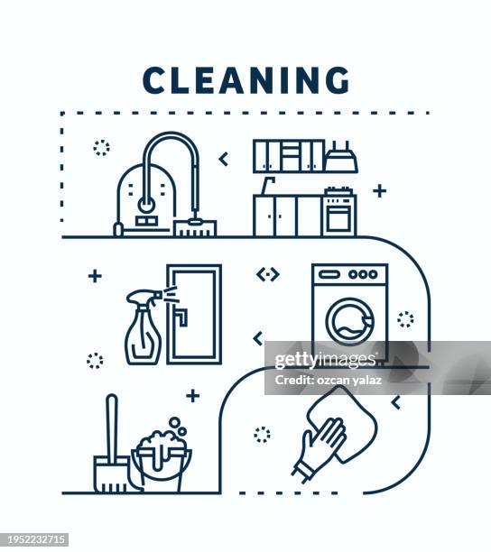 stockillustraties, clipart, cartoons en iconen met cleaning related vector banner design concept. global multi-sphere ready-to-use template. web banner, website header, magazine, mobile application etc. modern design. - wasserglas