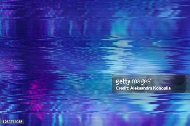 motion glitch interlaced pixelated multicolored rainbow distorted textured futuristic background - pixellated stock pictures, royalty-free photos & images