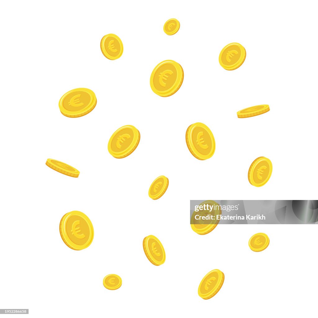 Euro Coins Raining Euro Coins Falling Coins Falling Money Flying Gold Coins Golden Rain ...