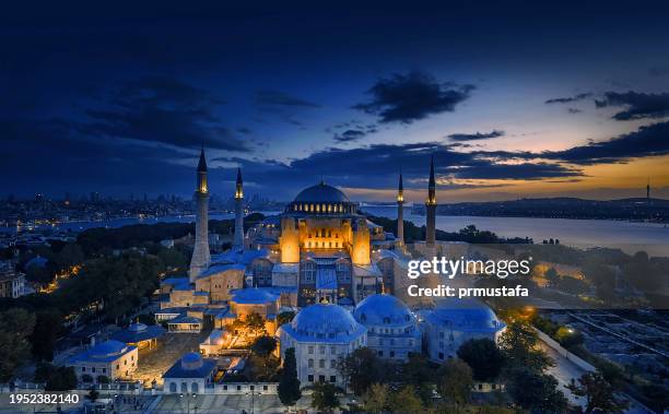 high sophia; ayasofya; night ayasofya mosque night; turkey; istanbul; blue mosque; camii; sultanahmet camii; sultanahmet mosque; stanbul camii - istanbul province stock pictures, royalty-free photos & images