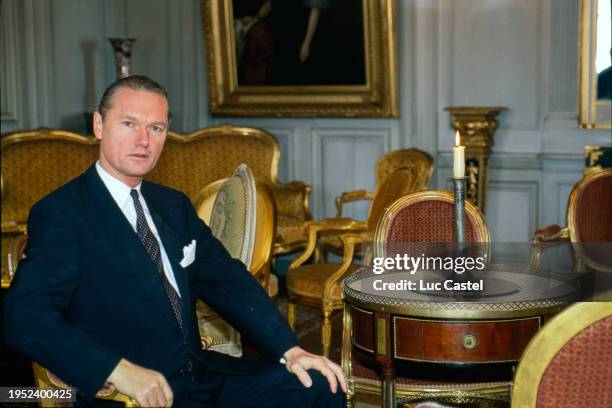 Prince Sixte Henri of Bourbon Parme poses in his house, Chateau de Lignieres on January 25, 1990 in Lignieres, France. )