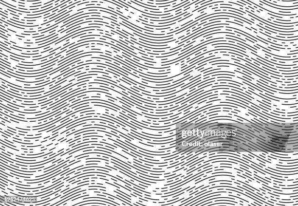 illustrazioni stock, clip art, cartoni animati e icone di tendenza di motivo monocromatico di linee ondulate che creano un'immagine dinamica. - motivo ripetuto