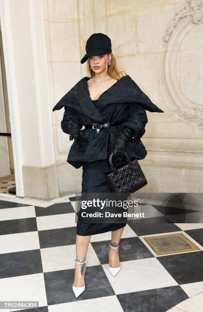 Rihanna attends the Dior Haute Couture show during Paris Fashion Week Spring/Summer 2024 at Musee Rodin on January 22, 2024 in Paris, France.