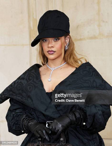 Rihanna attends the Dior Haute Couture show during Paris Fashion Week Spring/Summer 2024 at Musee Rodin on January 22, 2024 in Paris, France.