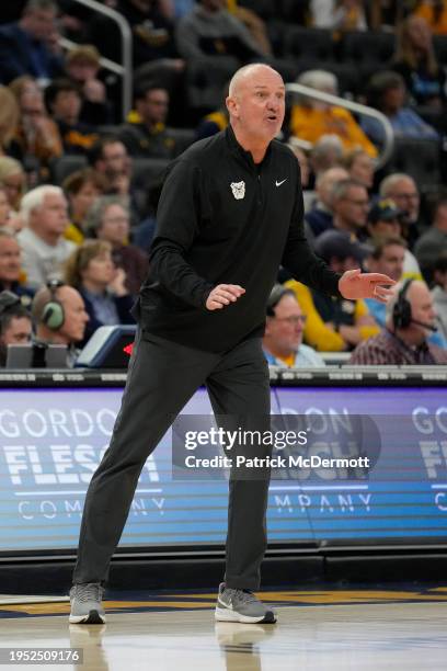 Head coach Thad Matta of the Butler Bulldogs looks on in the second half against the Marquette Golden Eagles at Fiserv Forum on January 10, 2024 in...