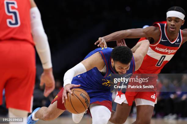 Jamal Murray of the Denver Nuggets in action against the Washington Wizards at Capital One Arena on January 21, 2024 in Washington, DC. NOTE TO USER:...