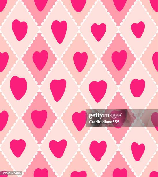 valentines argyle seamless pattern - argyle background stock illustrations