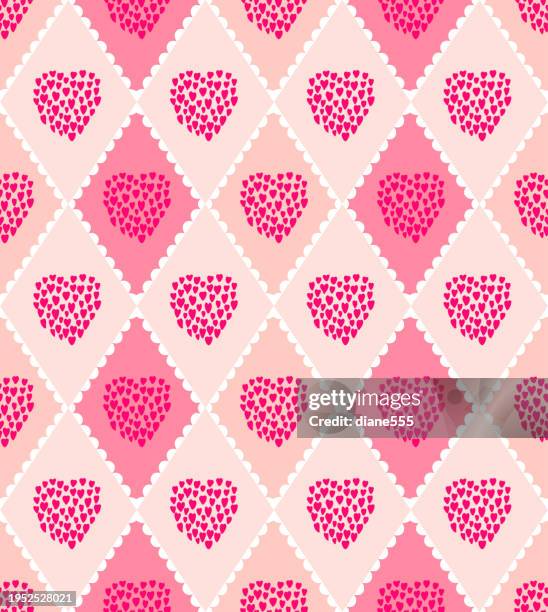 valentines argyle nahtloses muster - shabby chic stock-grafiken, -clipart, -cartoons und -symbole