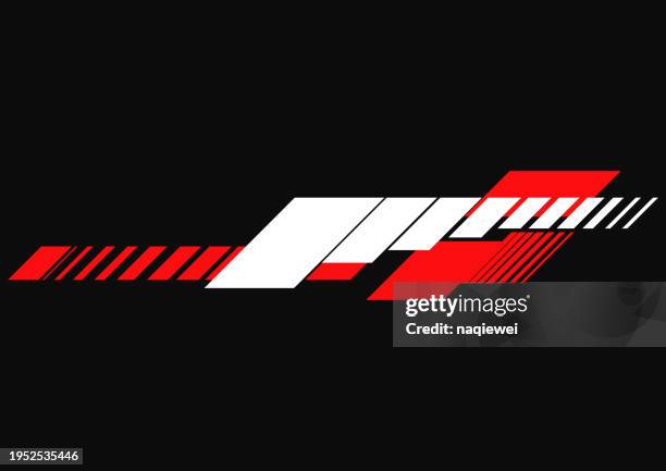 vector red and white speed stripes pattern sticker label on black background for vehicles,moto boat,sportswear,sports car,race - striped font stock illustrations