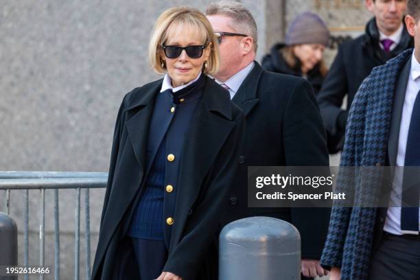 Jean Carroll leaves Manhattan federal court in New York as her defamation suit against former president Donald Trump has been postponed after a juror...