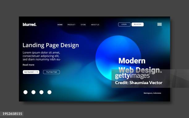 abstrakter verschwommener farbiger farbverlaufshintergrund, design für landingpage-vorlage - bildschirmpräsentation stock-grafiken, -clipart, -cartoons und -symbole
