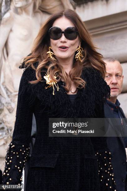 Carla Bruni Sarkozy attends the Schiaparelli Haute Couture Spring/Summer 2024 show as part of Paris Fashion Week on January 22, 2024 in Paris, France.