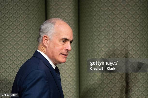 Sen. Bob Casey, Jr., D-Pa., arrives to chair the Senate Special Aging Committee hearing on "Assisted Living Facilities: Understanding Long-Term Care...