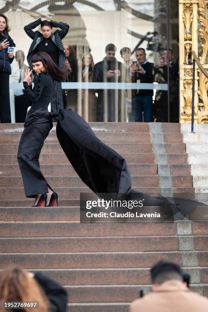 Zendaya is seen during the Schiaparelli Haute Couture Spring/ Summer 2024 as part of Paris Fashion Week on January 22, 2024 in Paris, France.