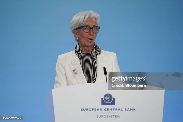 Christine Lagarde, president of the European Central Bank , at a rates decision news conference in Frankfurt, Germany, on Thursday, Jan. 25, 2024....