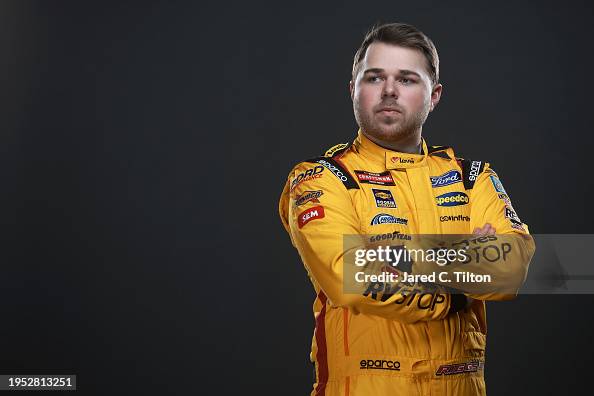NASCAR driver Layne Riggs poses for a photo during the 2024 NASCAR ...