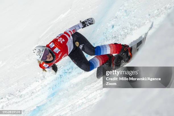 Julia Pereira De Sousa Mabileau of Team France in action during the FIS Snowboard Cross World Cup Men's and Women's Snowboard Cross Qualification on...
