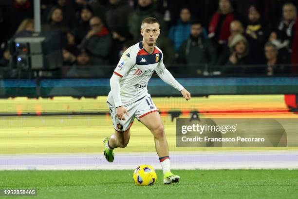 Albert Gudmundsson of Genoa CFC during the Serie A TIM match between US Salernitana and Genoa CFC - Serie A TIM at Stadio Arechi on January 21, 2024...