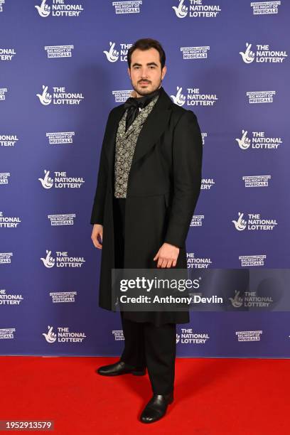 Milan van Waardenburg of Les Misérables attends The National Lottery's Big Night of Musicals red carpet at the AO Arena. The show will air on January...