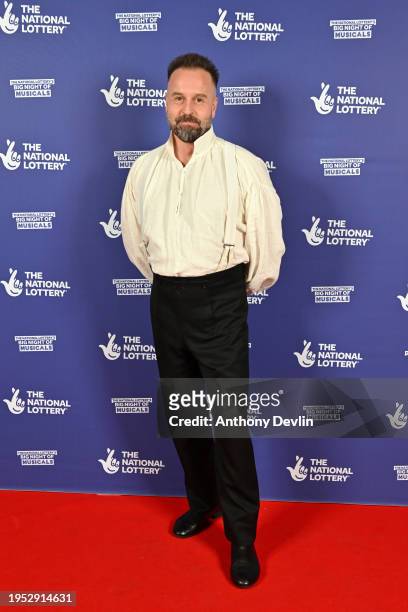 Alfie Boe of Les Misérables attends The National Lottery's Big Night of Musicals red carpet at the AO Arena. The show will air on January 27th on BBC...