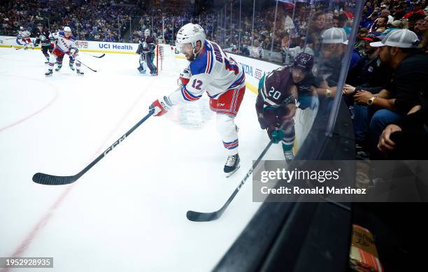 Nick Bonino of the New York Rangers in the third period at Honda Center on January 21, 2024 in Anaheim, California.