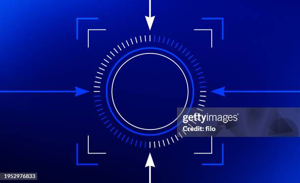 stockillustraties, clipart, cartoons en iconen met blue tech circle abstract focus background - inzoomen
