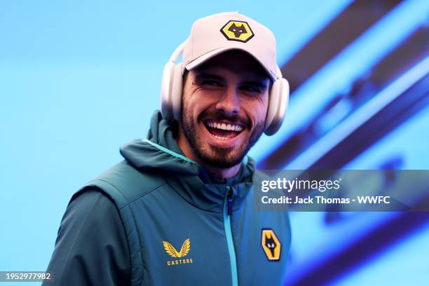 Pedro Neto of Wolverhampton Wanderers walks through the tunnel ahead of the Premier League match between Brighton & Hove Albion and Wolverhampton...